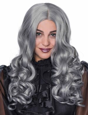Kostümzubehör Kostümzubehör Perücke lang elegant lockig grau one size