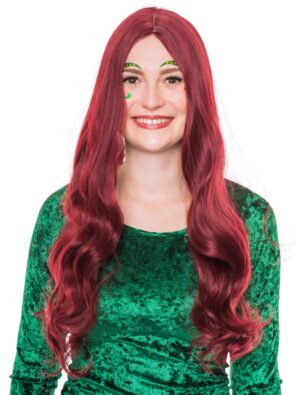 Kostümzubehör Kostümzubehör Perücke lang wellig weinrot one size