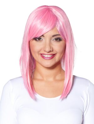 Kostümzubehör Kostümzubehör Perücke long Bob mit Pony pink one size