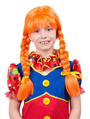 Kostümzubehör Kostümzubehör Perücke mit Zöpfen Kinder orange