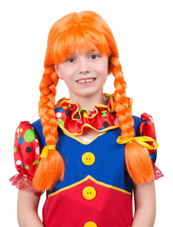 Kostümzubehör Kostümzubehör Perücke mit Zöpfen Kinder orange