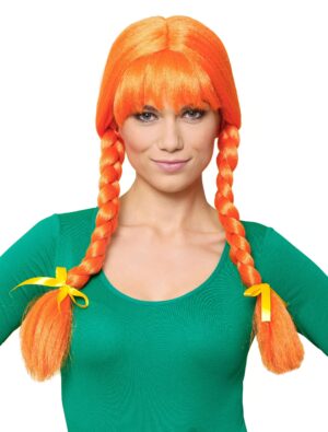 Kostümzubehör Kostümzubehör Perücke mit Zöpfen orange