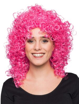 Kostümzubehör Kostümzubehör Perücke mittelang wilde Locken pink one size