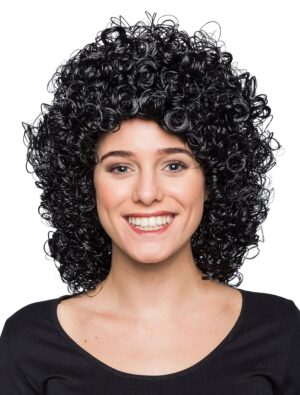 Kostümzubehör Kostümzubehör Perücke mittelang wilde Locken schwarz one size