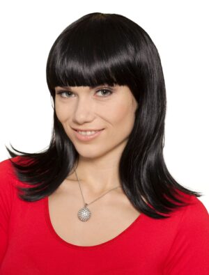 Kostümzubehör Kostümzubehör Perücke schulterlang mit Pony schwarz