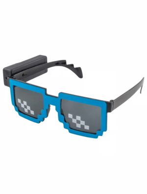 Kostümzubehör LED Brille Thug Life Pixel blau