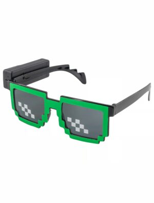 Kostümzubehör LED Brille Thug Life Pixel grün