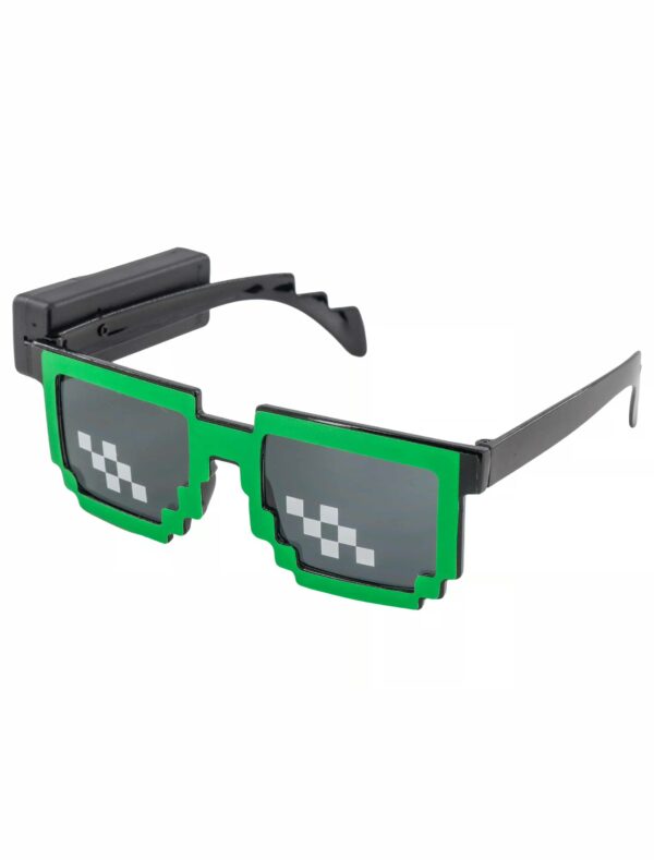 Kostümzubehör LED Brille Thug Life Pixel grün