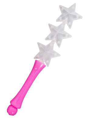 Kostümzubehör LED Leuchtstab mit 3 Sternen 32cm Farbe: pink/weiß