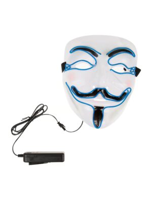 Kostümzubehör LED Maske Anonym Farbe: weiß