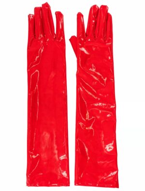 Kostümzubehör Lackhandschuhe rot one size