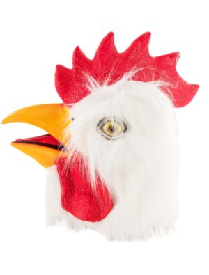 Kostümzubehör Latexmaske Huhn mit Kunstpelz weiß