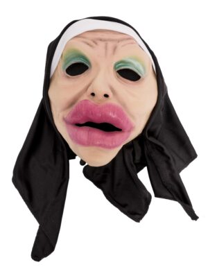 Kostümzubehör Latexmaske Nonne mit Mund Farbe: beige