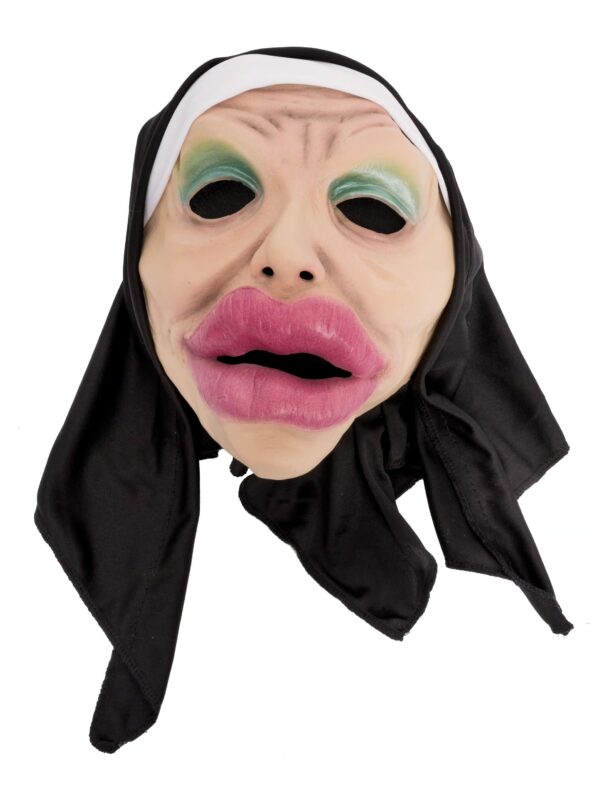 Kostümzubehör Latexmaske Nonne mit Mund Farbe: beige
