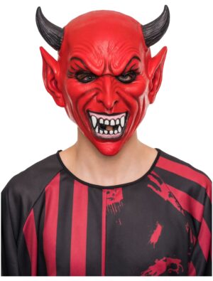 Kostümzubehör Latexmaske Teufel schwarz/rot