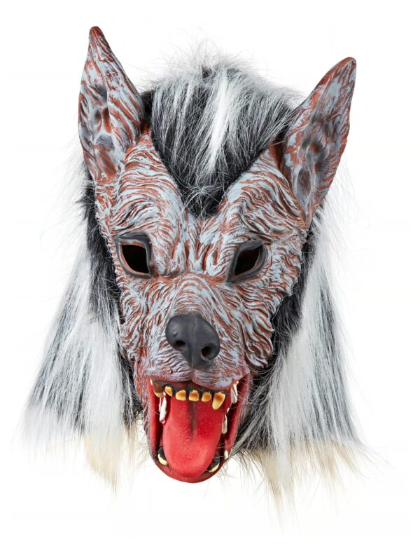 Kostümzubehör Latexmaske Werwolf grau