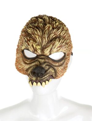 Kostümzubehör Latexmaske Wolf mit offenem Mund Farbe: braun