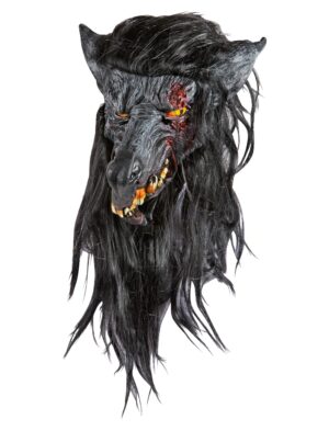 Kostümzubehör Latexmaske Zombie Wolf Farbe: grau