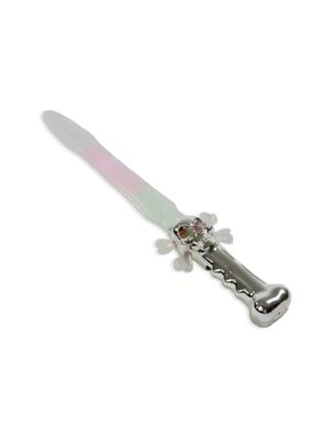 Kostümzubehör Leuchtschwert Totenkopf 58cm weiß/silber