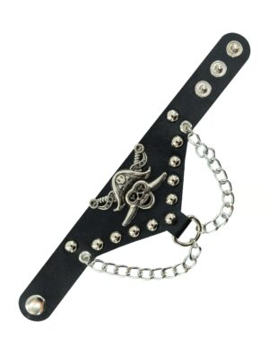 Kostümzubehör Manschetten Pirat mit Kette schwarz