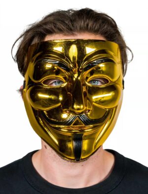 Kostümzubehör Maske Anonym gold