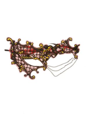 Kostümzubehör Maske Domino halb rot/schwarz