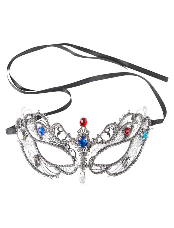 Kostümzubehör Maske Domino mit Strass silber