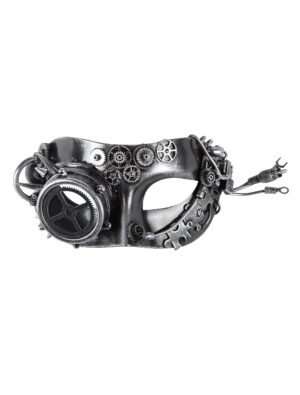 Kostümzubehör Maske Domino mit Zahnrädern silber