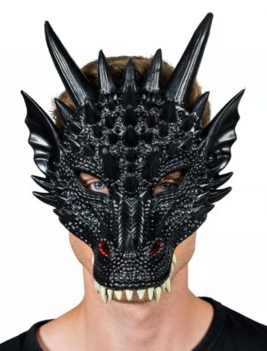 Kostümzubehör Maske Drache schwarz