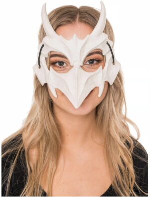 Kostümzubehör Maske Drachenschädel mit Hörnern Farbe: beige