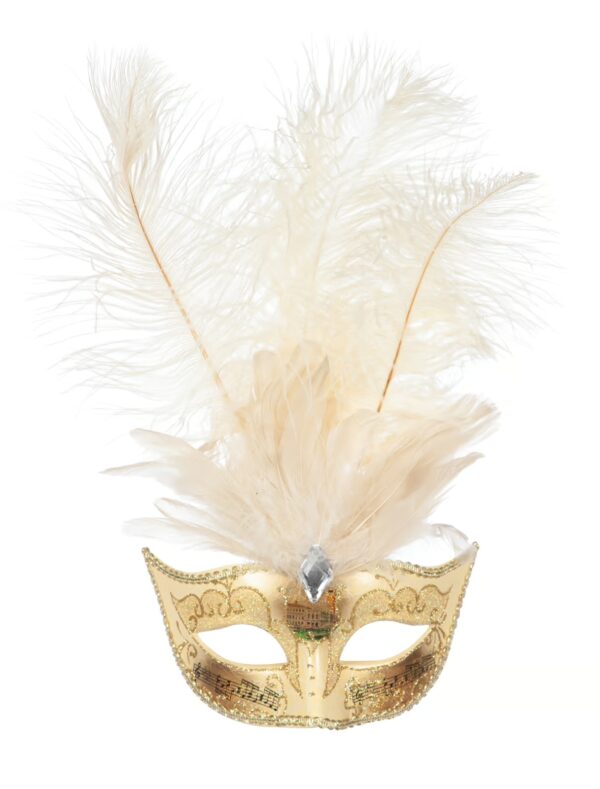 Kostümzubehör Maske Feder gold