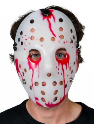 Kostümzubehör Maske Hockey Blutspritzer rot/weiß