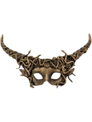 Kostümzubehör Maske Hörner und Schlangen gold