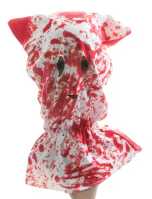 Kostümzubehör Maske Horrorkapuze blutig Farbe: rot/weiß