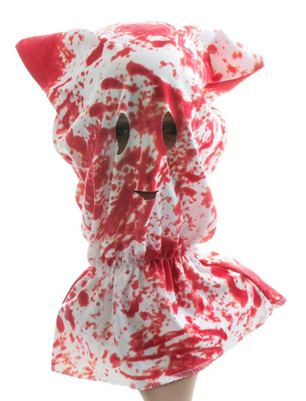 Kostümzubehör Maske Horrorkapuze blutig Farbe: rot/weiß