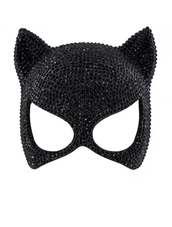 Kostümzubehör Maske Katze aus Strass schwarz