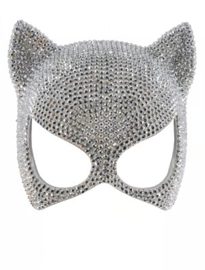 Kostümzubehör Maske Katze aus Strass silber
