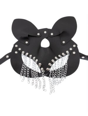 Kostümzubehör Maske Katze mit Ketten schwarz
