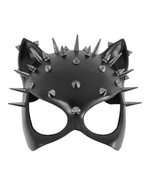 Kostümzubehör Maske Katze mit Nieten schwarz