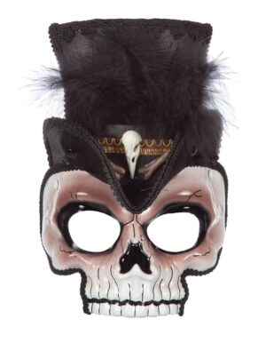 Kostümzubehör Maske Schädel mit Minihut Farbe: schwarz/weiß