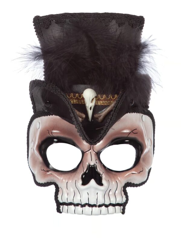 Kostümzubehör Maske Schädel mit Minihut Farbe: schwarz/weiß
