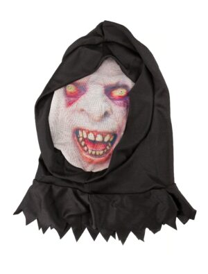 Kostümzubehör Maske Schreckenszombie mit Kapuze Farbe: schwarz
