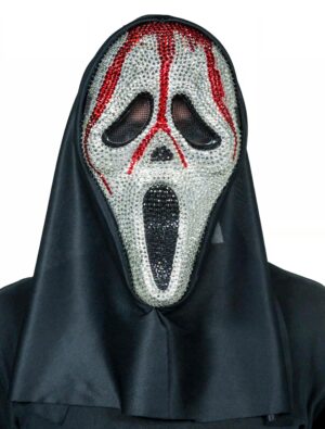 Kostümzubehör Maske Schrei Strasssteine rot/silber