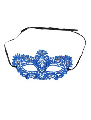 Kostümzubehör Maske Spitze mit Steinen soft blau