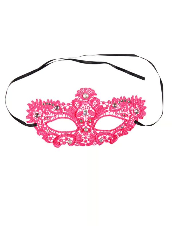 Kostümzubehör Maske Spitze mit Steinen soft pink
