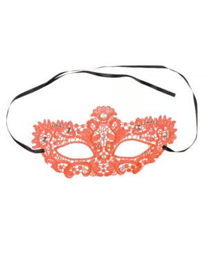 Kostümzubehör Maske Spitze mit Steinen soft rot