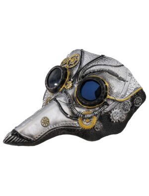 Kostümzubehör Maske Steampunk Rabe silber