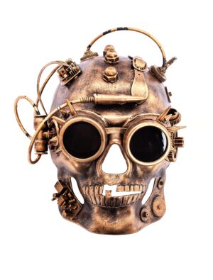 Kostümzubehör Maske Steampunk Schädel gold
