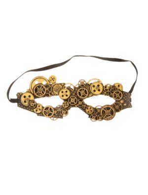 Kostümzubehör Maske Steampunk mit Zahnrädern gold