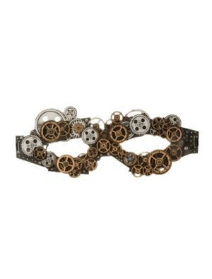 Kostümzubehör Maske Steampunk mit Zahnrädern silber/gold
